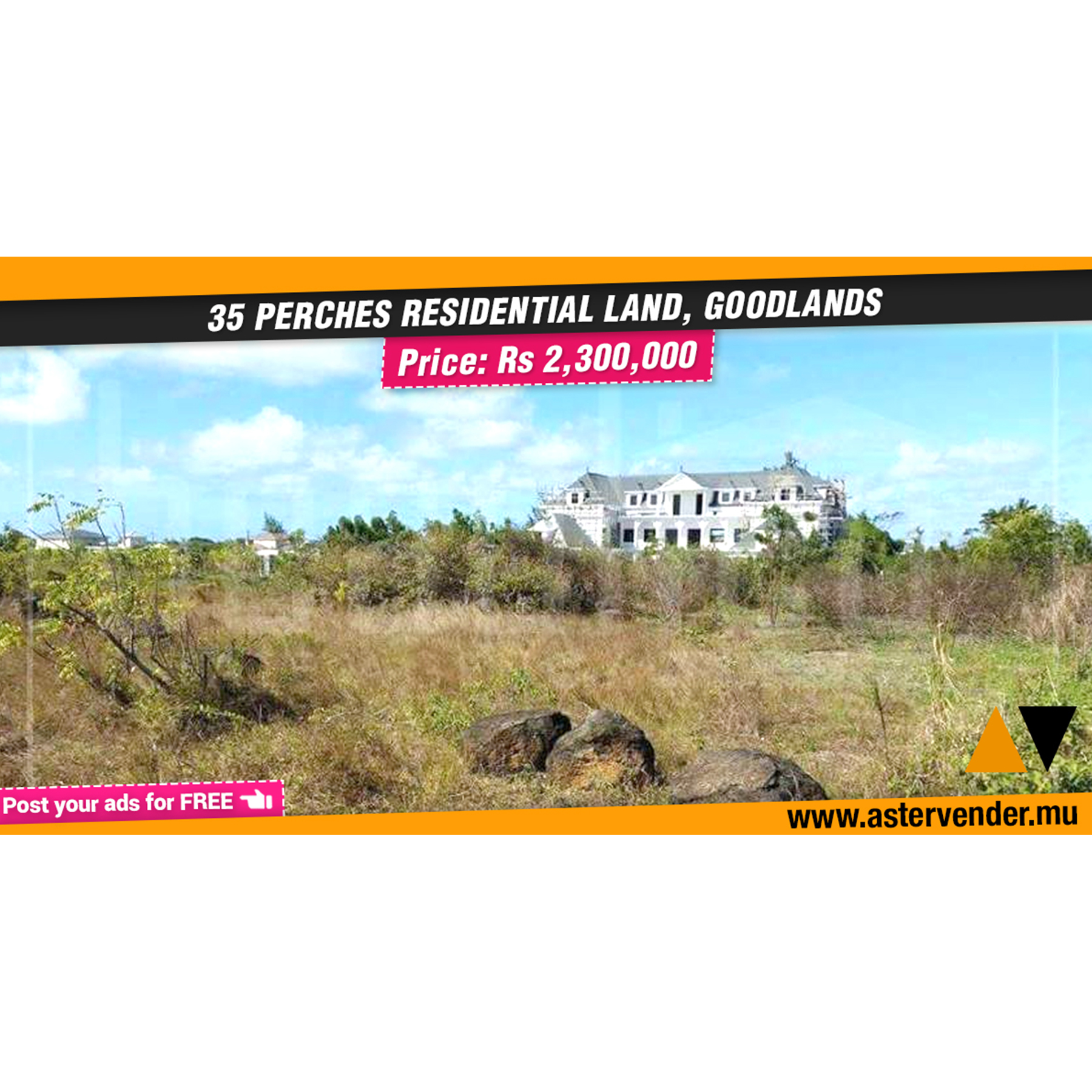 35 Perches Residential land, Goodlands, St antoine Aster Vende...