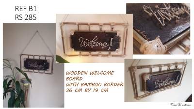 wooden welcome board with bamboo border - Other Crafts