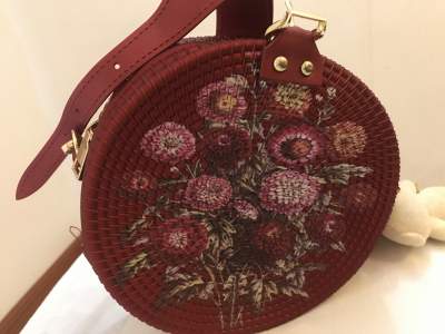 Red round weave bag with teddy and tie - Bags on Aster Vender