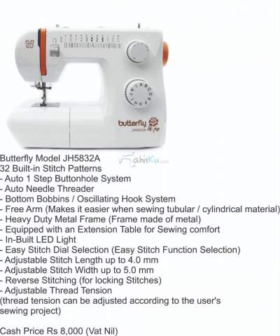 Butterfly Model JH5832A - Sewing Machines on Aster Vender