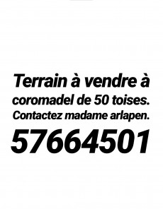 Terrain 50 toises à vendre à coromandel - Land on Aster Vender