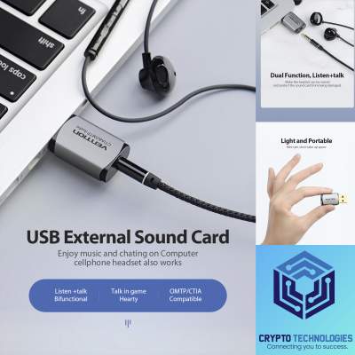 USB External Sound Card Gray Metal Type(OMTP-CTIA) - All Informatics Products