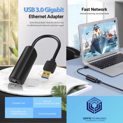USB 3.0 to Gigabit Ethernet Adapter ABS Type Black 0.15m - All Informatics Products on Aster Vender