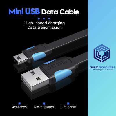 USB2.0 A Male to Mini 5 Pin Male Cable - Black - All Informatics Products