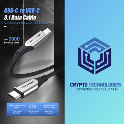 Nylon Braided USB-C to USB-C Charger Cable (4K PD 60W 5Gbps 3A) Gray 1 - All Informatics Products