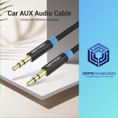 Cotton Braided 3.5mm Male to Male Audio Cable - Black Metal Type - All Informatics Products
