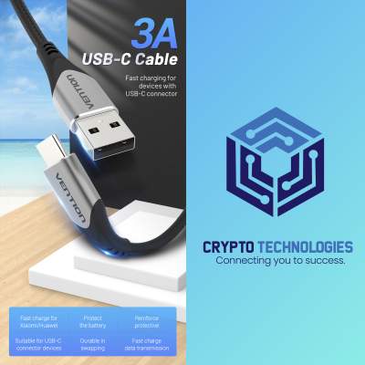 USB-C to USB 2.0-A Male Charger Cable (3A) Gray - Aluminum Alloy Type - All Informatics Products