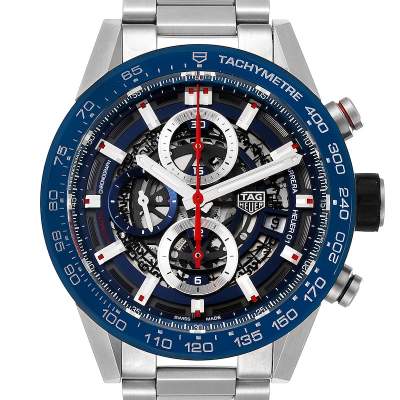 Tag Heuer Carrera Blue Skeleton Dial Chronograph - Watches