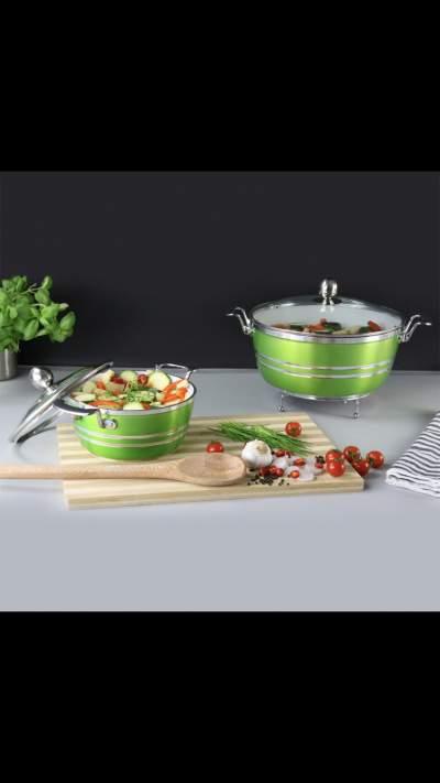 Metallic 5-Piece Non-Stick Die-Cast Stock Pot Set - Kitchen appliances