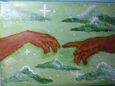 Painting of 'The creation of Adam'  inspired by Michelangelo - Paintings