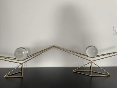 Decorative objects - golden base and glass - Interior Decor on Aster Vender