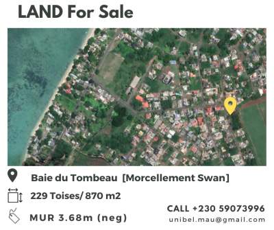 Residential land of 229toises at Tombeau Bay (Morcellement Swan) - Land on Aster Vender