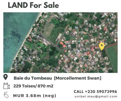 Residential land of 229toises at Tombeau Bay (Morcellement Swan) - Land