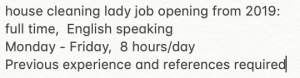 House cleaning lady - Jobs