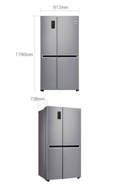 LG Platinum Silver Side by Side Refrigerator Inverter Compressor(626L) - All household appliances