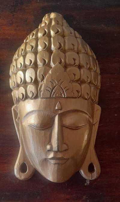 Meditating Buddha Golden Head - Interior Decor