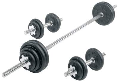 PAIR OF DUMBELLS WITH IRON BAR - Fitness & gym equipment