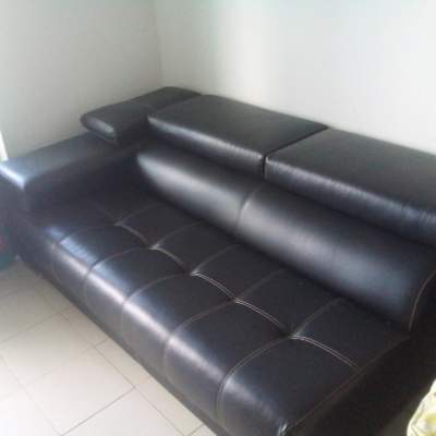 SOFA COUCH IN BLACK LEATHER OPTIC - Sofas couches