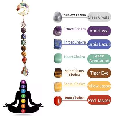7 Chakras Crystal Gemstone Meditation Ornament Crystal Tree of life - Interior Decor