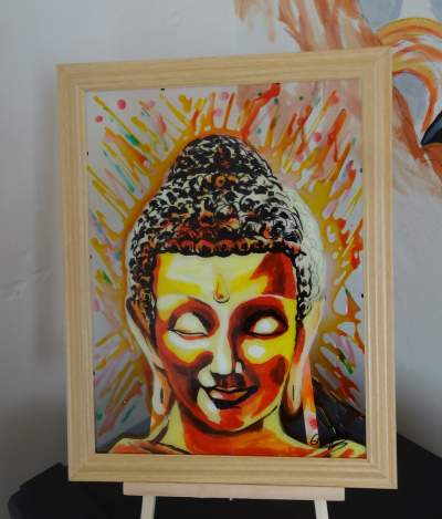 Buddha Glass Painting - Interior Decor