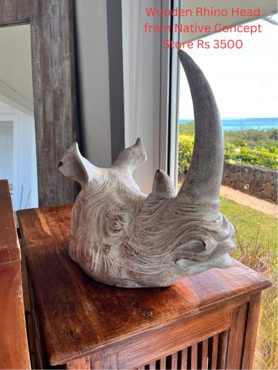 Wooden Rhino Head - Interior Decor on Aster Vender
