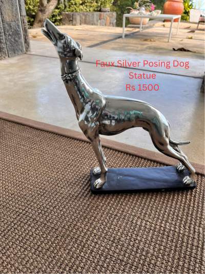 Faux Silver Posing Dog Statue - Interior Decor on Aster Vender