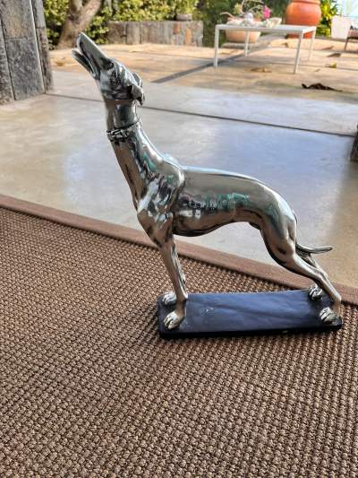 Faux Silver Posing Dog Statue - Interior Decor on Aster Vender