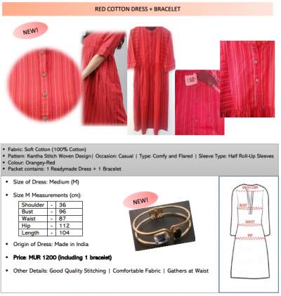 RED COTTON DRESS + BRACELET - Dresses (Women)