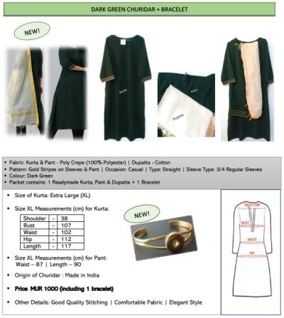 DARK GREEN CHURIDAR + BRACELET - Dresses (Women)