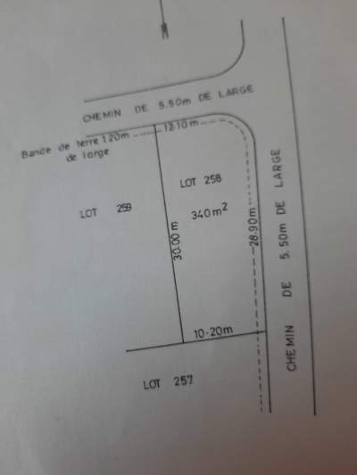 Residential land for sale at Coromandel :340 m², 90 toises - Land