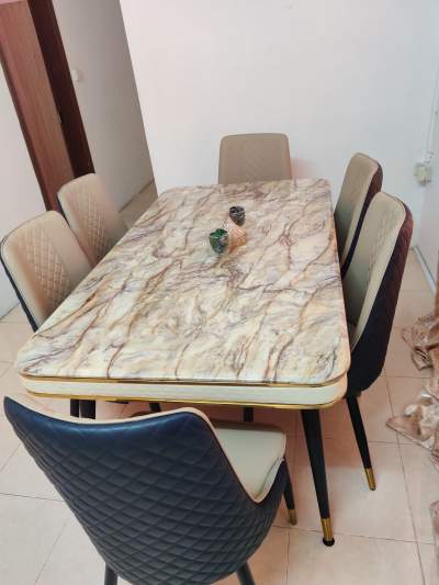 Granite Dining table set with 6 chairs - Table & chair sets