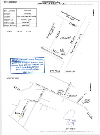 Residential land - 304.92 m² - Surinam - South - Land