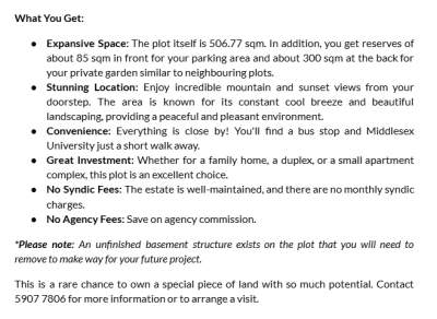 Spacious Plot with Generous Reserves - Morc Green Creek, Flic-en-Flac. - Land on Aster Vender