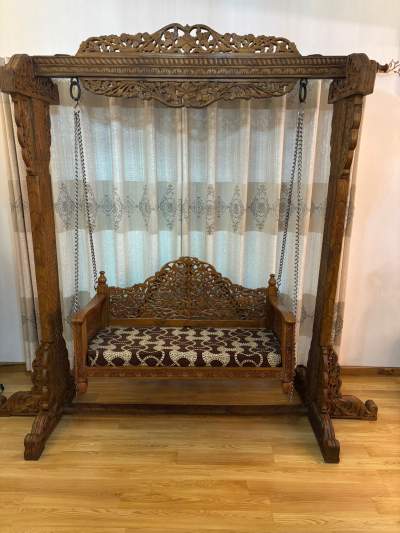 2-seater swing - massive teak wood - Interior Decor