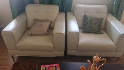 KUKA SOFA LEATHER - 3 +1+1+1 = 6 SEATER -  IVORY COLOUR - - Sofas couches