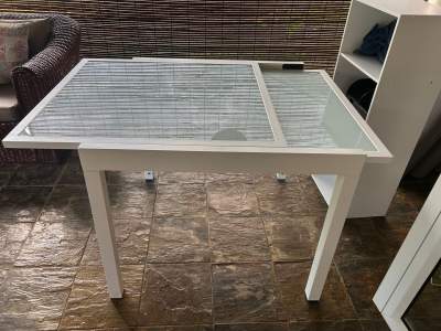 Table white metal - Glass - Extendable - Tables