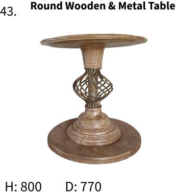 Round wooden and metal table