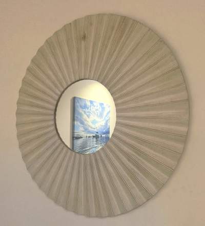 MLO-Miroir rond -cadre bois sculpté en rayon de soleil - Interior Decor