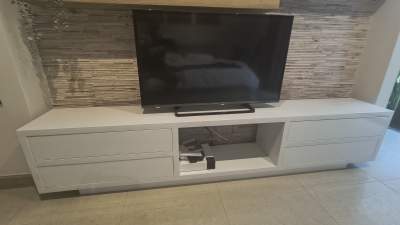 MLO-Meuble TV laqué blanc-grande longueur - Buffets & Sideboards
