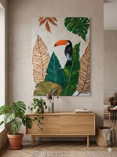SOLITARY TOUCAN (authentic handmade artwork) - Interior Decor
