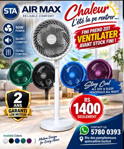 Airmax fan ventilateur 90 watt saem pu teign ou chaleur - All household appliances