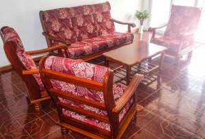 SOFA SET - 6 SEATS & COFFEE TABLE ( SAPELE WOOD ) - Sofas couches on Aster Vender