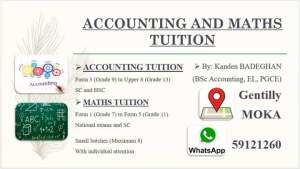 ACCOUNTING and MATHS TUITION - Accounts on Aster Vender