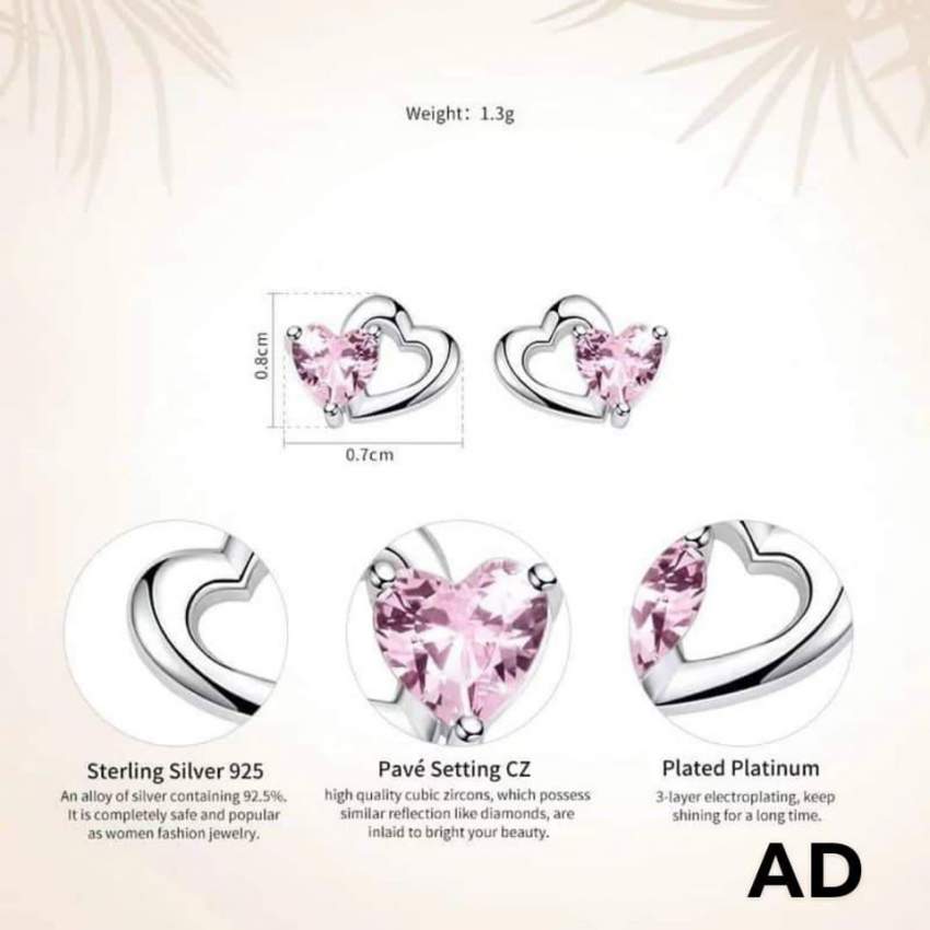 Cute and Adorable Heart Stud Earrings (925 Sterling Silver) - 1 - Earrings  on Aster Vender