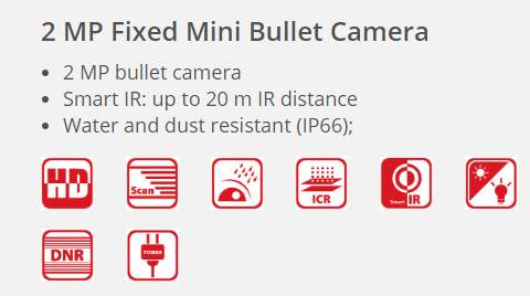 HikVision 2 MP Mini Bullet 1080p IR Camera - 1 - CCTV Camera  on Aster Vender