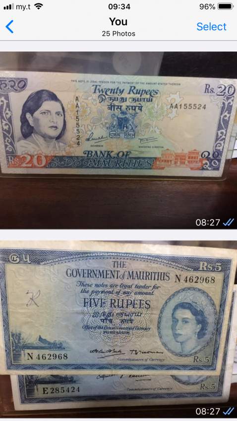 Mauritian old notes at AsterVender