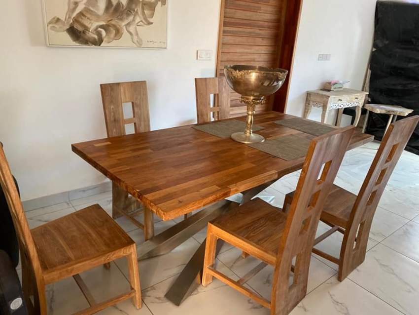 Table en bois pied en inox + 5 chaises - 2 - Table & chair sets  on Aster Vender