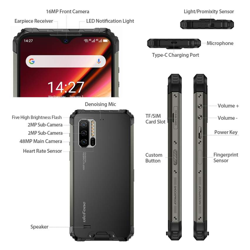 Ulefone Armor 7 Rugged Phone, 48MP Camera, 8GB+128GB - 5 - Android Phones  on Aster Vender
