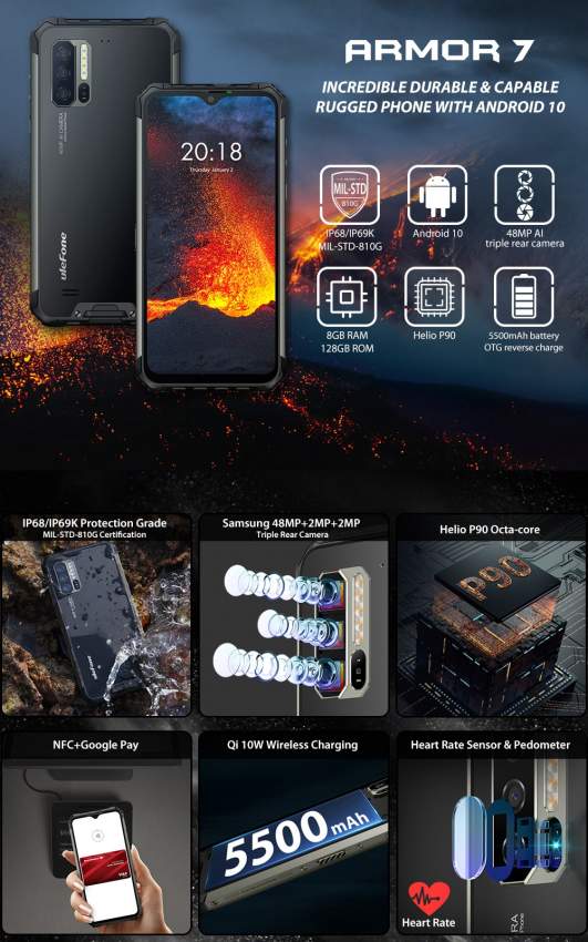 Ulefone Armor 7 Rugged Phone, 48MP Camera, 8GB+128GB - 7 - Android Phones  on Aster Vender