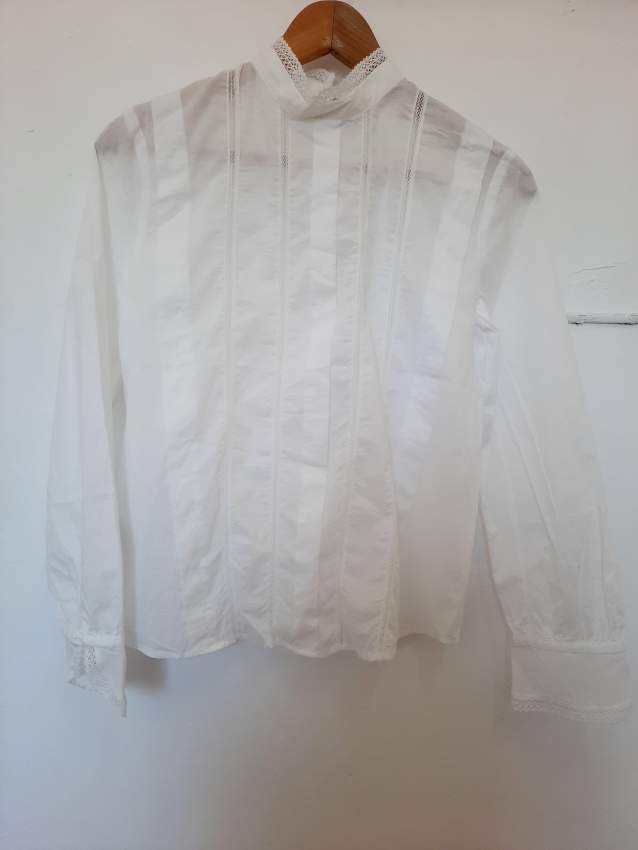 Mango White Broderie Blouse - 0 - Tops (Women)  on Aster Vender